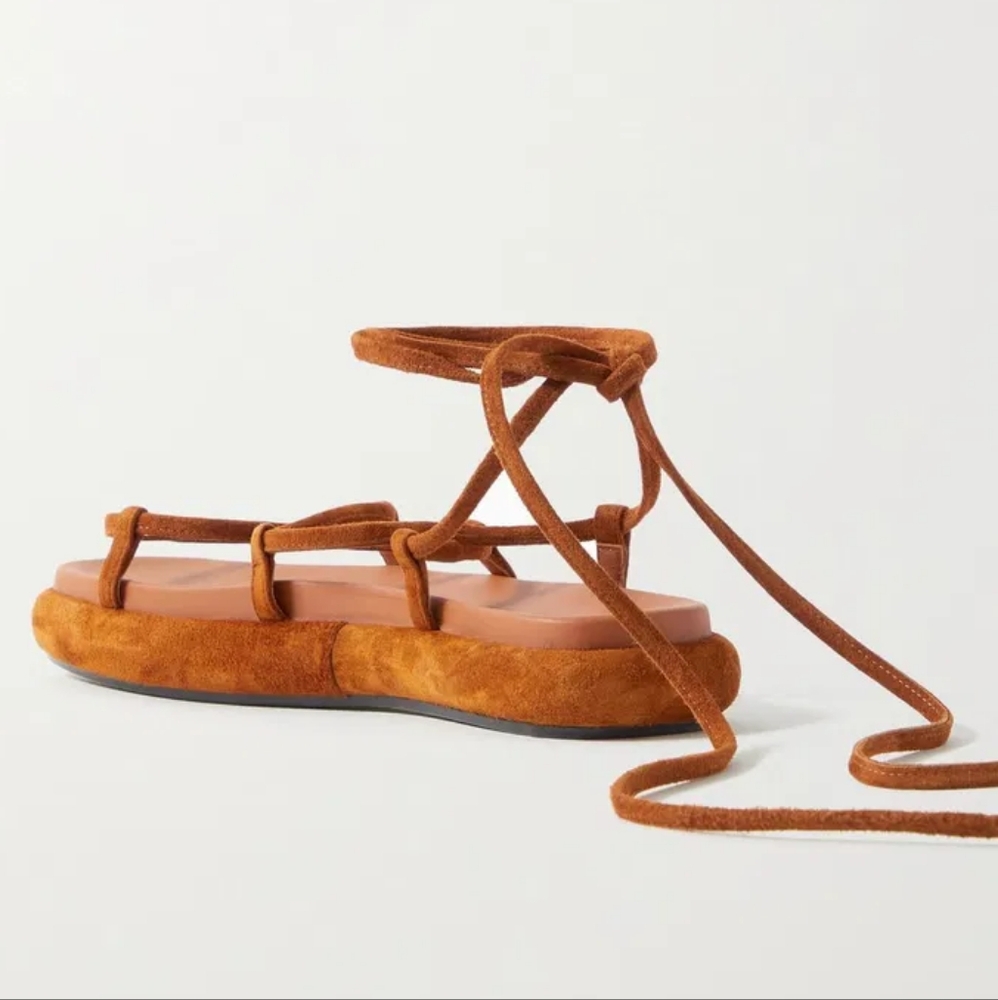 Khaite Alba Suede Ankle-Tie Gladiator Sandals - Picture 9 of 12